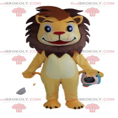 SPOTSOUND REDBROKOLY Mascot pretty yellow and brown lion, feline costume