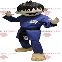 SPOTSOUND Karateka judoka REDBROKOLY Mascot. Asian REDBROKOLY Mascot in kimono