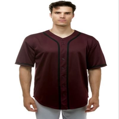 JC DISTRO Men's Short Sleeve Plain Button Down Baseball Jersey Team Jersey Burgundy 3X-Large