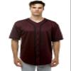 JC DISTRO Men's Short Sleeve Plain Button Down Baseball Jersey Team Jersey Burgundy 3X-Large view 1