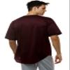 JC DISTRO Men's Short Sleeve Plain Button Down Baseball Jersey Team Jersey Burgundy 3X-Large view 2