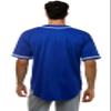 JC DISTRO Men's Short Sleeve Plain Button Down Baseball Jersey Team Jersey RoyalBlue Medium view 2
