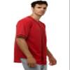 JC DISTRO Men's Short Sleeve Plain Button Down Baseball Jersey Team Jersey Red Medium view 3