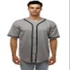 JC DISTRO Men's Short Sleeve Plain Button Down Baseball Jersey Team Jersey Grey Large view 1