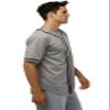 JC DISTRO Men's Short Sleeve Plain Button Down Baseball Jersey Team Jersey Grey Large view 3