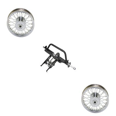 Chrome Trike Conversion Kit for 12 inch Bicycle. Comes with Two 12" Hollow-Hub Wheel 36 Spoke. Tricycle, Trike, Three-Wheel Bike Conversion kit