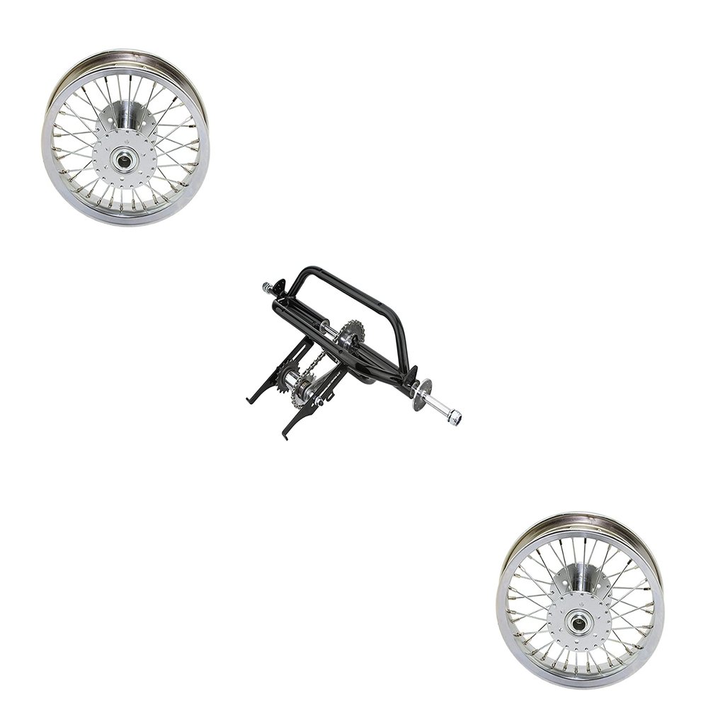 Chrome Trike Conversion Kit for 12 inch Bicycle. Comes with Two 12" Hollow-Hub Wheel 36 Spoke. Tricycle, Trike, Three-Wheel Bike Conversion kit