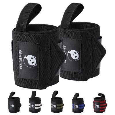 Slim Panda Wrist Wraps for Powerlifting & Weightlifting - Adjustable 18" Straps with Thumb Loops | Heavy Duty Wrist Support for Deadlift, Bench Press, Squats, 1 Pair