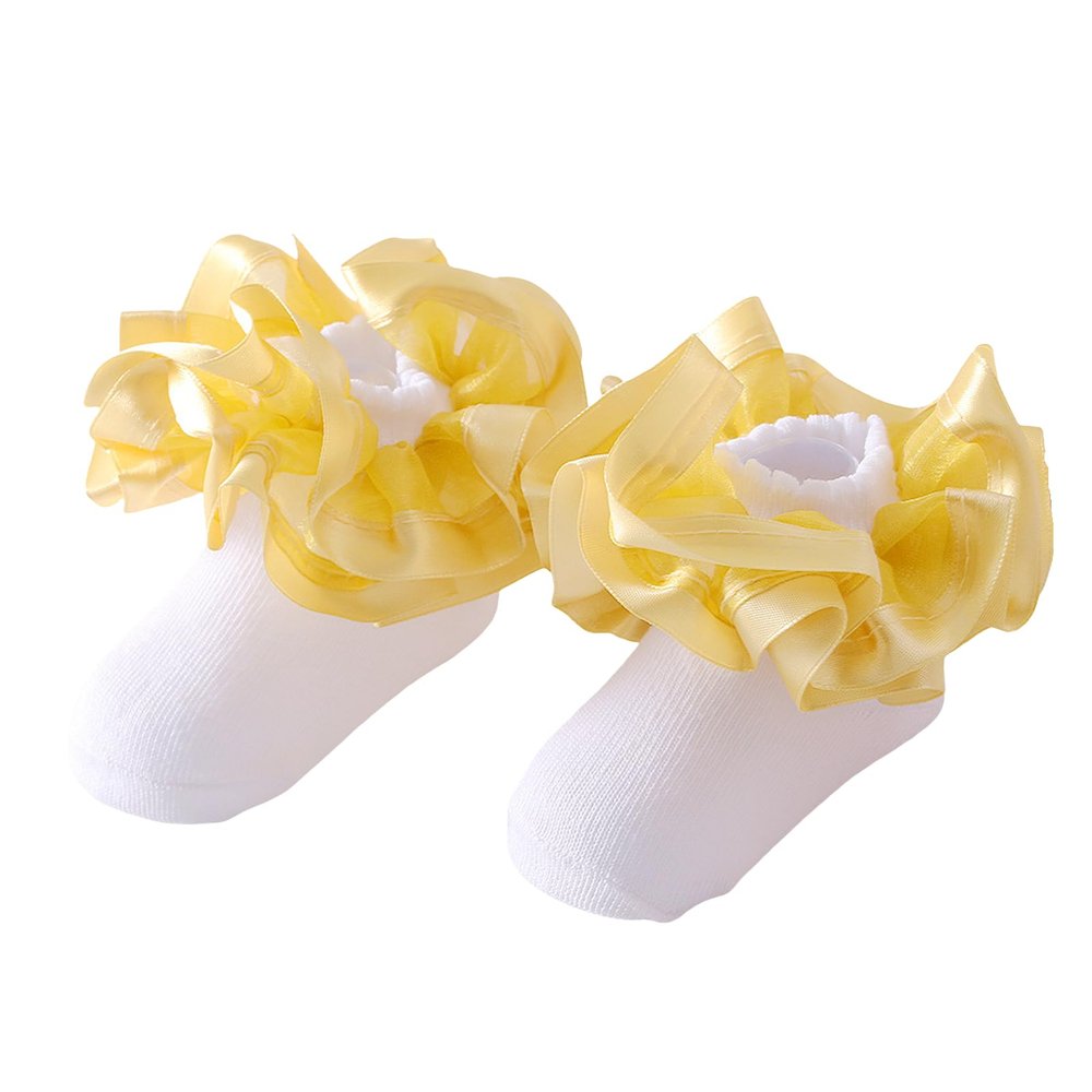 Hopply 3D Three-dimensional Ruffled Lace Cotton Socks,Cute Double Big Lace Dress Princess Socks for Girls