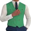 Profan Mens Suit Peak Lapel Slim Fit Suit Vest Double Breasted White Suit Waistcoat(Green,Medium) view 1