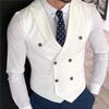 Profan Mens Suit Peak Lapel Slim Fit Suit Vest Double Breasted White Suit Waistcoat(Green,Medium) view 2