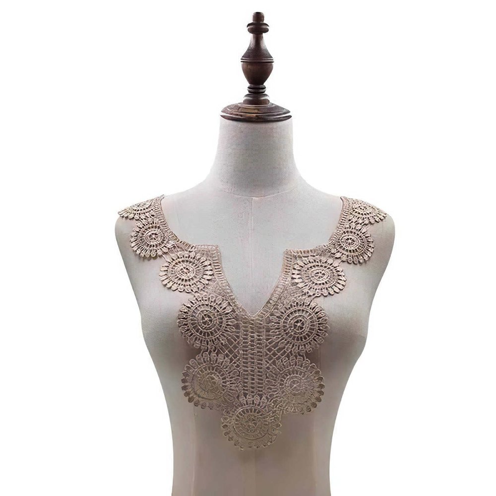GMMDXD Black Embroidery Collar Floral Embroidered Applique Lace Neckline Collar Garment Accessories Scrapbooking (Color : Coffee)