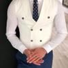Profan Mens Suit Peak Lapel Slim Fit Suit Vest Double Breasted White Suit Waistcoat(Navy,XX-Large) view 3