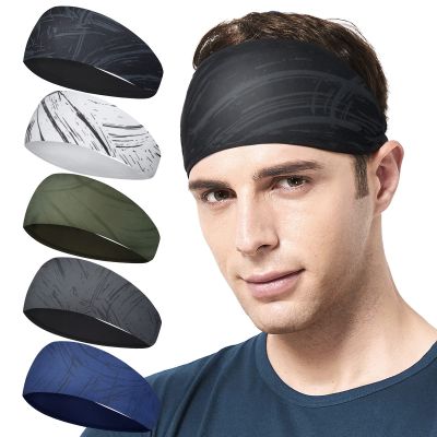 Acozycoo Mens Running Headband,5Pack,Mens Sweatband Sports Headband for Running,Cycling,Basketball,Yoga,Fitness Workout Stretchy Unisex Hairband