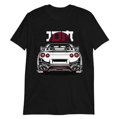 JG Infinite R35 Skyline GTR Rear Tail Lights JDM Short-Sleeve Unisex T-Shirt Black