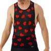 Freebily Men's Heart Print Mesh Tank Top Round Neck Sleeveless T-Shirt Vest Tops Summer Streetwear Black X-Large view 1