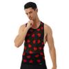 Freebily Men's Heart Print Mesh Tank Top Round Neck Sleeveless T-Shirt Vest Tops Summer Streetwear Black X-Large view 2