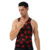 Freebily Men's Heart Print Mesh Tank Top Round Neck Sleeveless T-Shirt Vest Tops Summer Streetwear Black X-Large view 4