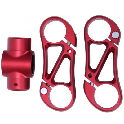 Bicycle Accessories Bicycle Handlebar Stem 360 Degree Adjustment Bike Handlebar Double Stem 31.8mm Mountain Bicycle Dual Rise Stem Bike Parts (Color : Red)