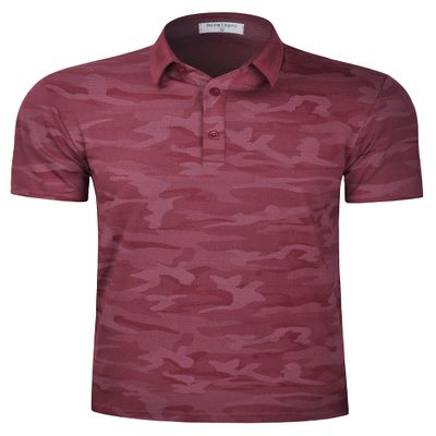Derminpro Men's Collared Golf Shirts Short Sleeve Breathable Dry Fit Summer T-Shirts Wine Camo Medium