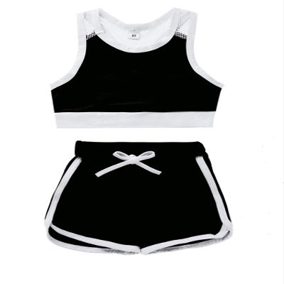 Alvivi Toddler Baby Girls 2Pcs Sports Clothes Set Sleeveless Racer Back Crop Tank Tops with Shorts Black 9-12 Months