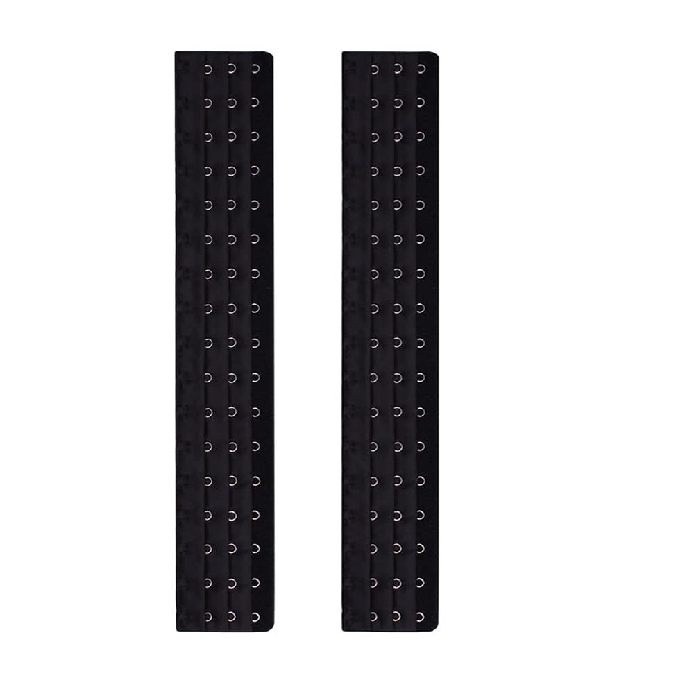 Aisemny Corset extender 13-18 hook long line bra back extender 2 pieces (black, 18 Hooks)