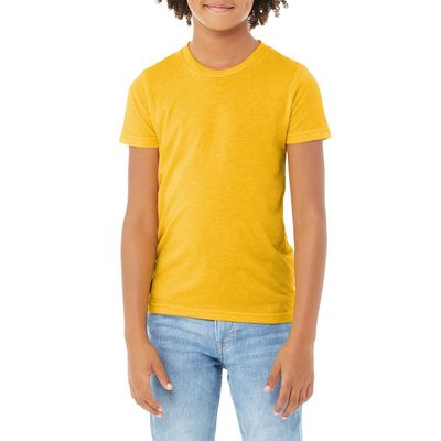 JustBlanks Youth Triblend Short Sleeve Tee Poly Cotton Rayon T-Shirt Crewneck Tee Side Seams Retail Fit T-Shirt for Boys - YLW Gold Trblnd - X-Large