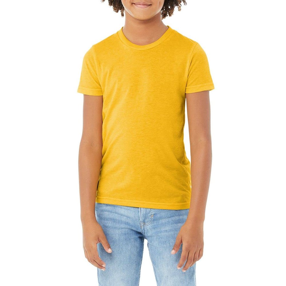 JustBlanks Youth Triblend Short Sleeve Tee Poly Cotton Rayon T-Shirt Crewneck Tee Side Seams Retail Fit T-Shirt for Boys - YLW Gold Trblnd - X-Large