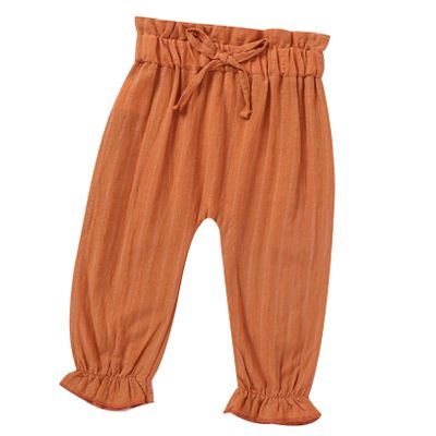 Freebily Infant Baby Girls Clothing Ruffled Loose Casual Pants Solid Color Long Bloomers Casual Outfits Orange 3-4 Years