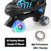 Kids Roller Skates for Boys Adjustable Roller Skates for Men Women Girls with 8 Wheels Lighting for Indoor Outdoor Quad Skates (Black&Blue, Large - Youth/Adult) view 2