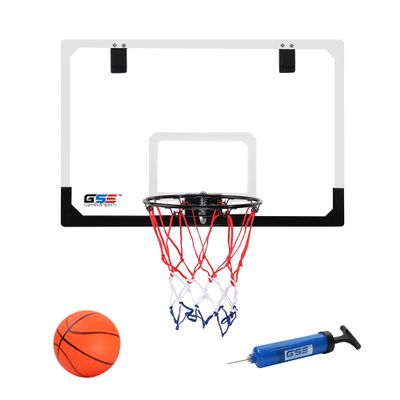GSE Games & Sports Expert Large Basketball Hoop with Ball & Pump, 24" x 16" Wall-Mounted Hoop Set, Over-The-Door Basketball Hoop with Complete Accessories for Home & Office