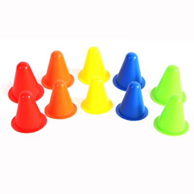 Agility Training Cone Colored Sports Training Cones for Children, Plastic Marker Cones for Football Training, Cycling, Basketball, 10 Pieces