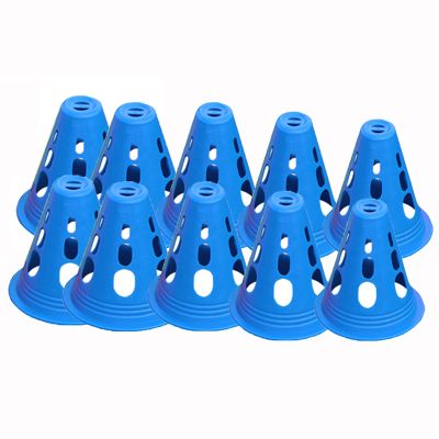 Agility Training Cone Pack of 10 Plastic Sports Cones, Traffic Cones for Children's Sports, Equestrianism and Dog Training, Indoor and Outdoor Marking Cones (Color : Blue, Size : 10pcs)