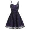 Women's Sleeveless Punk Dresses Camisole Skull Print Lace Swing Dress Halloween Spaghetti Strap Steampunk Dress Goth Clothes Purple view 1
