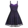 Women's Sleeveless Punk Dresses Camisole Skull Print Lace Swing Dress Halloween Spaghetti Strap Steampunk Dress Goth Clothes Purple view 2