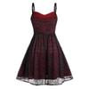 Women's Sleeveless Punk Dresses Camisole Skull Print Lace Swing Dress Halloween Spaghetti Strap Steampunk Dress Goth Clothes Wine view 2