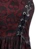 Women's Sleeveless Punk Dresses Camisole Skull Print Lace Swing Dress Halloween Spaghetti Strap Steampunk Dress Goth Clothes Wine view 3