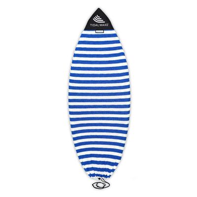Tidal Wake TAG-IT 52" Pointed Nose Surf & Wake Board Sock - Soft Wakesurf/Wakeboard Bag with Built-in Name Tab, Customizable Wake Surfboard/Wakeboard Cover Protects Your Board -Blue & White