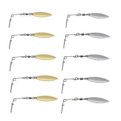 Fishing Spinner Blades Spinnerbait Smooth Nickel Spoons Rigs Fishing Spoons Lures Beetle Spins Pan Fish Bass Fishing Lures Accessories (Leaf - 10pcs)
