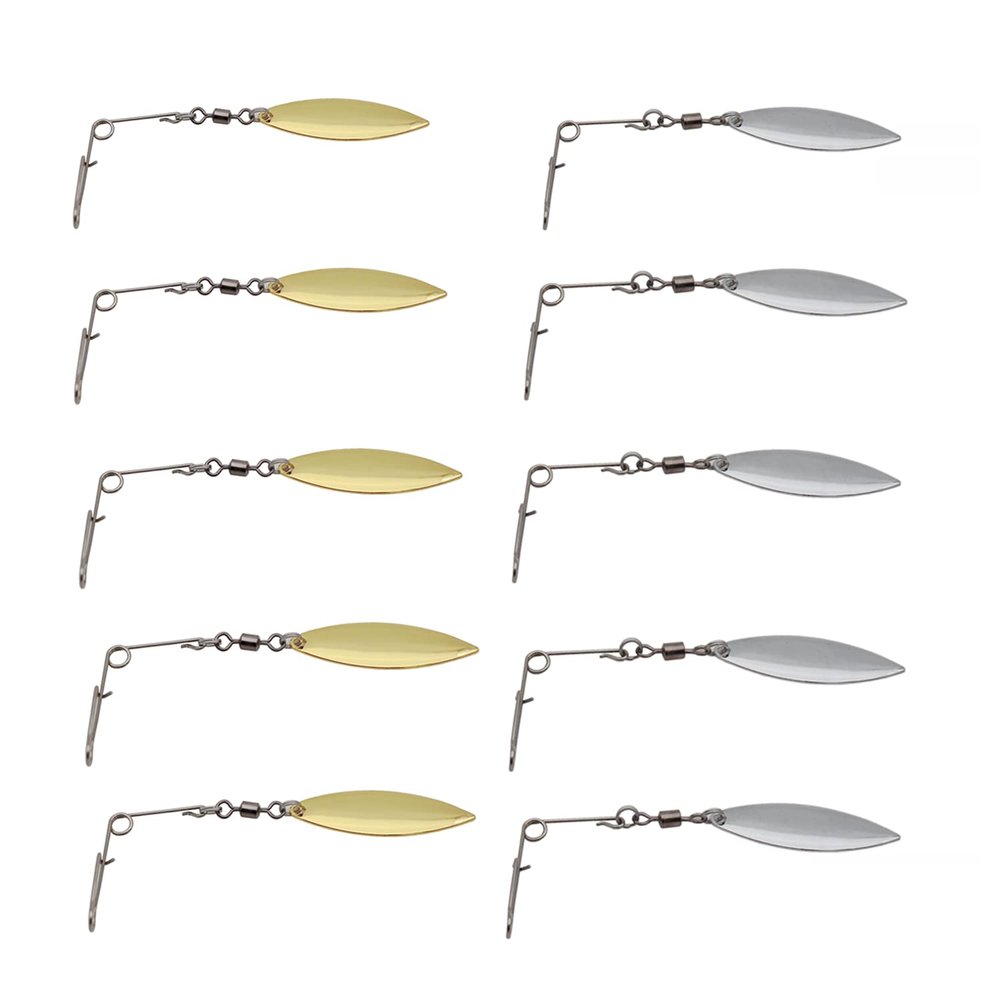Fishing Spinner Blades Spinnerbait Smooth Nickel Spoons Rigs Fishing Spoons Lures Beetle Spins Pan Fish Bass Fishing Lures Accessories (Leaf - 10pcs)