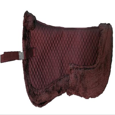 Equitem Faux Fur Trim Half Pad for Pony English Riding Saddle Correction (Burgundy)