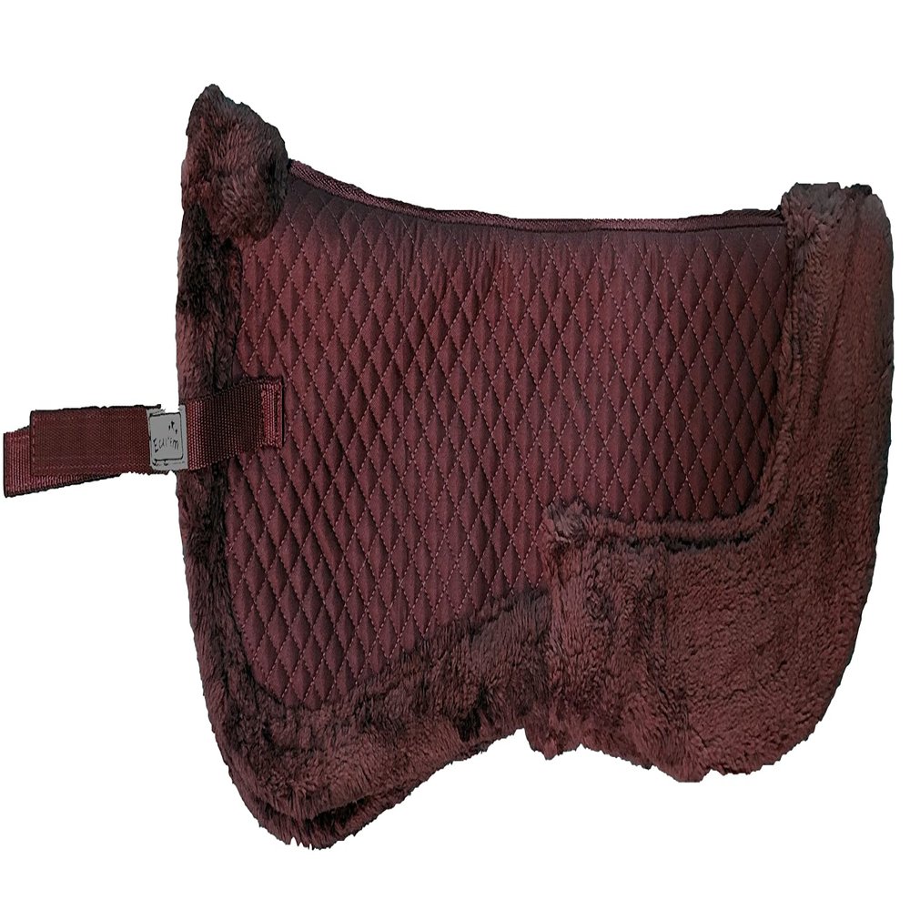 Equitem Faux Fur Trim Half Pad for Pony English Riding Saddle Correction (Burgundy)
