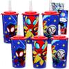 Marvel Spidey 16oz Reusable Tumbler Cups ~ 6pc Bundle Spidey and his Amazing Friends Cups with Straws Plus Stickers for Boys and Girls | Spiderman Tumbler with Straw view 1