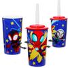 Marvel Spidey 16oz Reusable Tumbler Cups ~ 6pc Bundle Spidey and his Amazing Friends Cups with Straws Plus Stickers for Boys and Girls | Spiderman Tumbler with Straw view 2