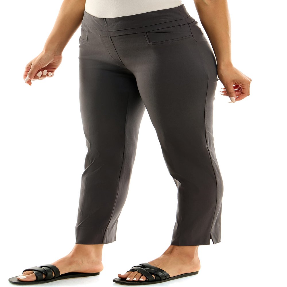 Zac & Rachel Women's Pull-On Ankle Length Pants with Millennium Fabric, Grey, 10