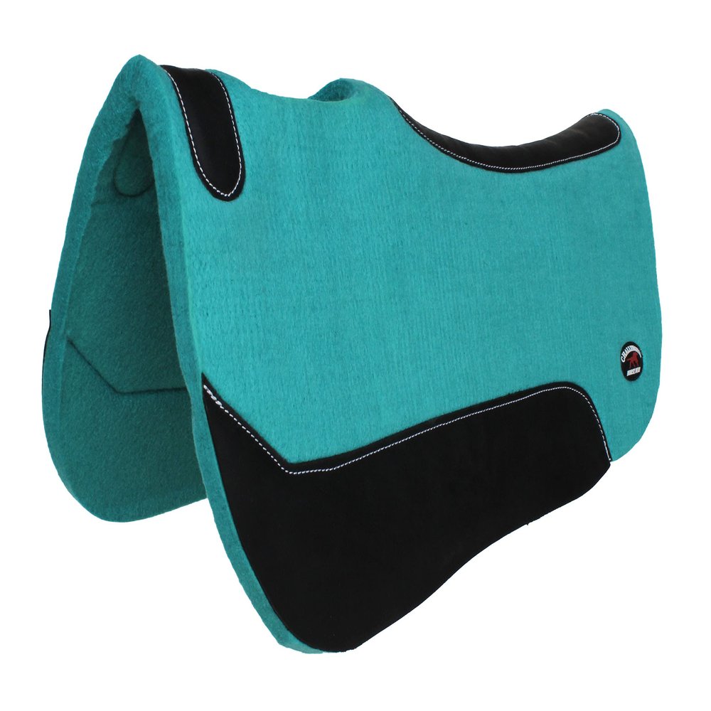 CHALLENGER Horse 30" x 30" Western Contoured Wool Felt Close Contact Saddle Pad Teal 39121TL1
