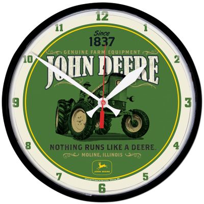 John Deere Clock Round Nothing Runs Like A Deere Tractor
