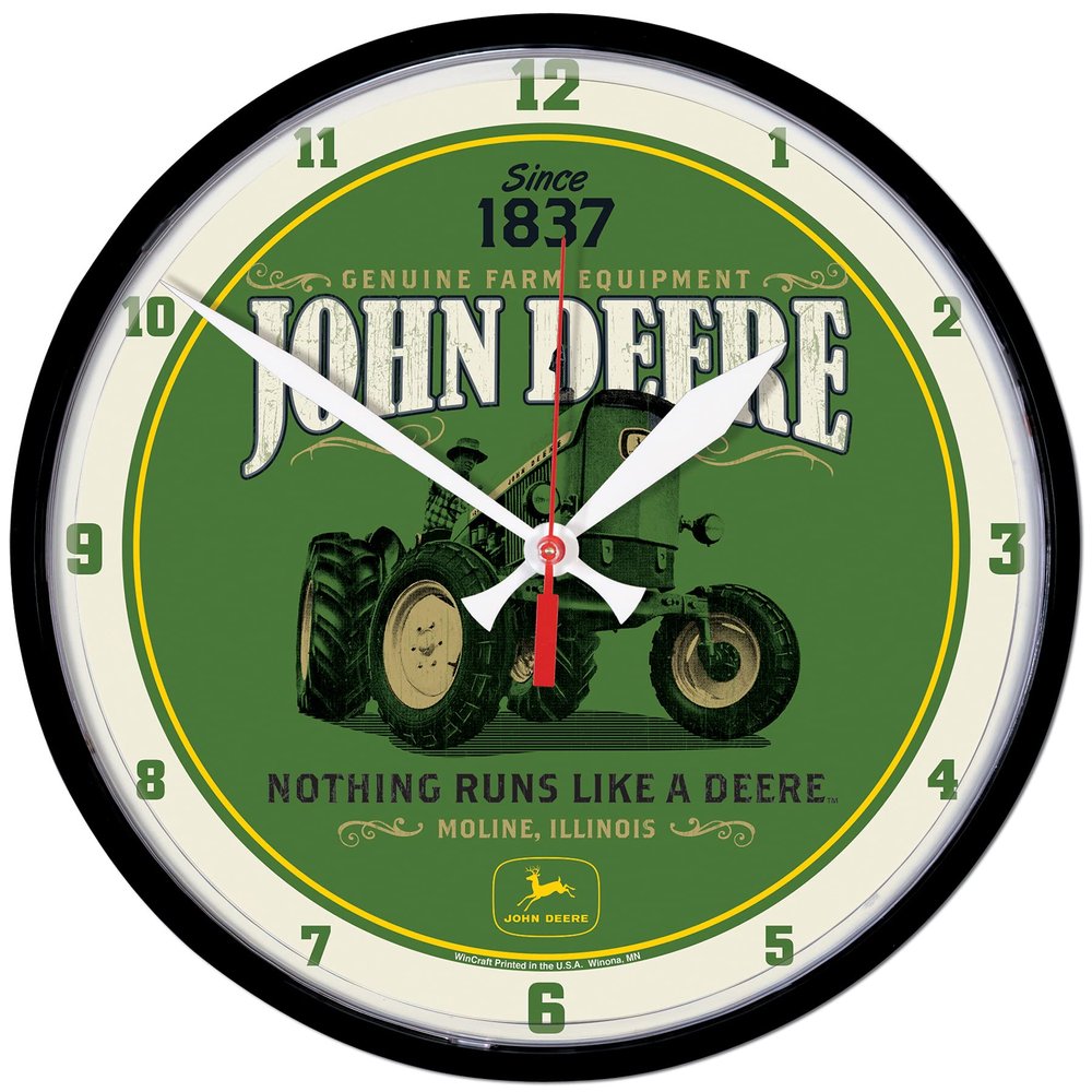 John Deere Clock Round Nothing Runs Like A Deere Tractor