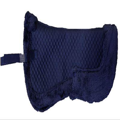 Equitem Faux Fur Trim Half Pad for Pony English Riding Saddle Correction (Navy Blue)