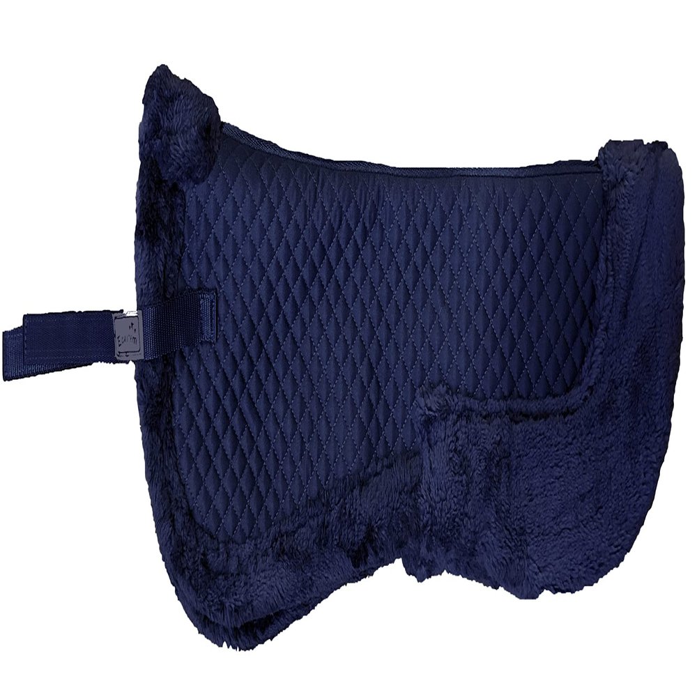 Equitem Faux Fur Trim Half Pad for Pony English Riding Saddle Correction (Navy Blue)